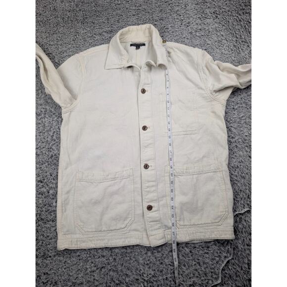 Banana Republic Coat Men Large Beige Button Up Normcore Casual Preppy Modern - Picture 5 of 8